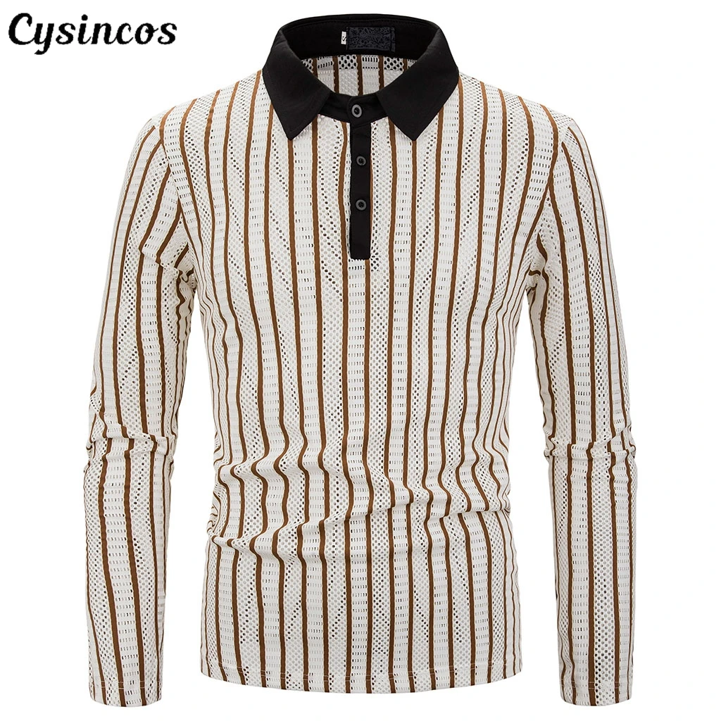 CYSINCOS мужская рубашка 2019 осенняя повседневная дышащая с полой тканью в