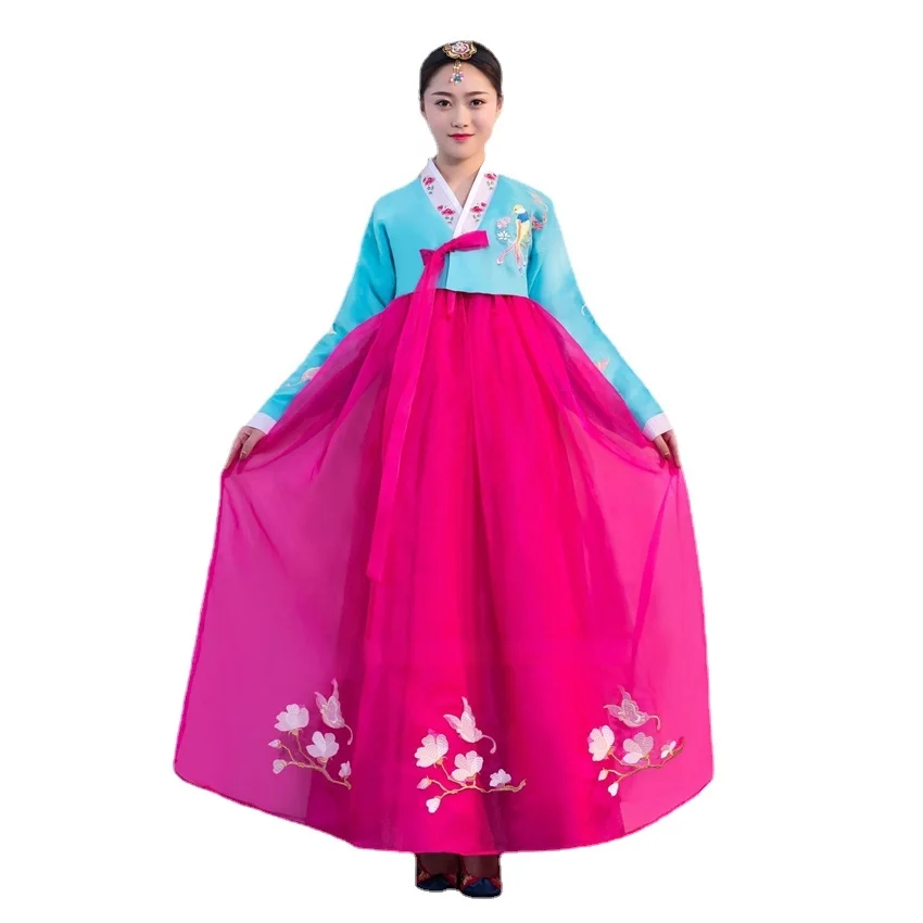 

Orthodox Hanbok Folk Women Traditional Costume Korean Dress Elegant Princess Palace Costume Korea Emboridery Wedding Party