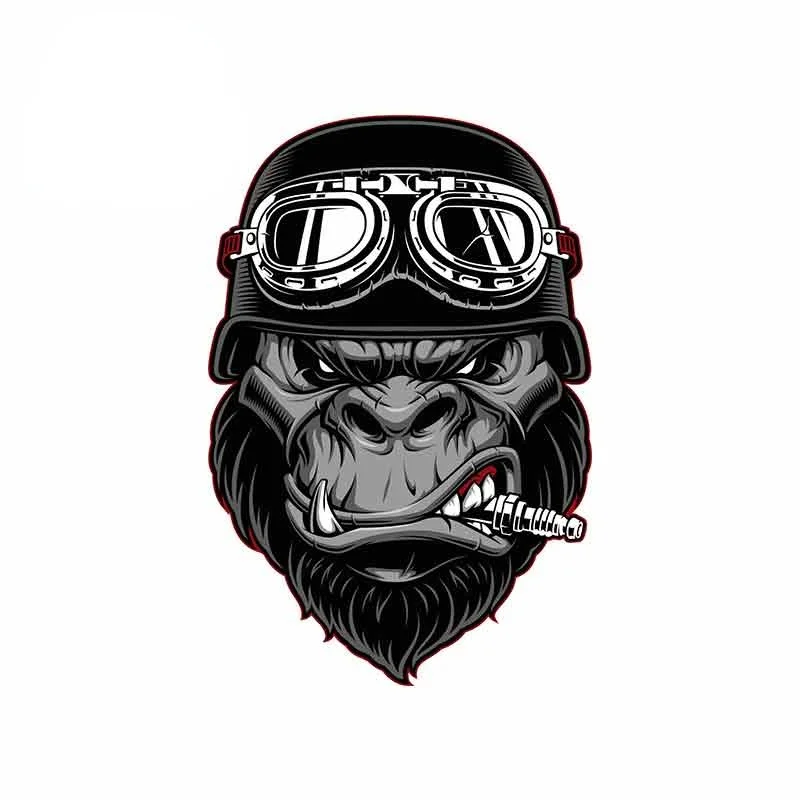

13 см x 8,7 см для Gorilla Biker Мультяшные автомобильные наклейки шлем мотоцикл солнцезащитный винил JDM бампер багажник графика грузовика