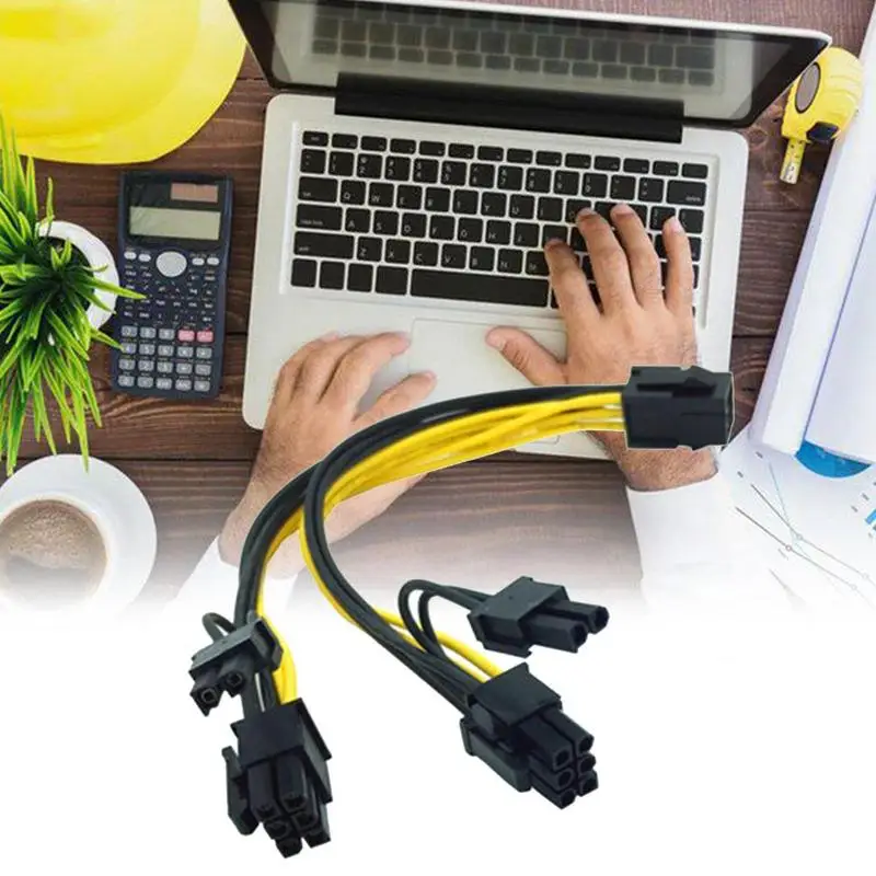 

PCI-E 6-pin to 2x 6+2-pin (6-pin/8-pin) Power Splitter Cable PCI PCIE Express V6C5