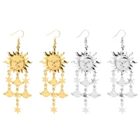 fashion jewelry sun star outspace long tassel earrings for women gold colors