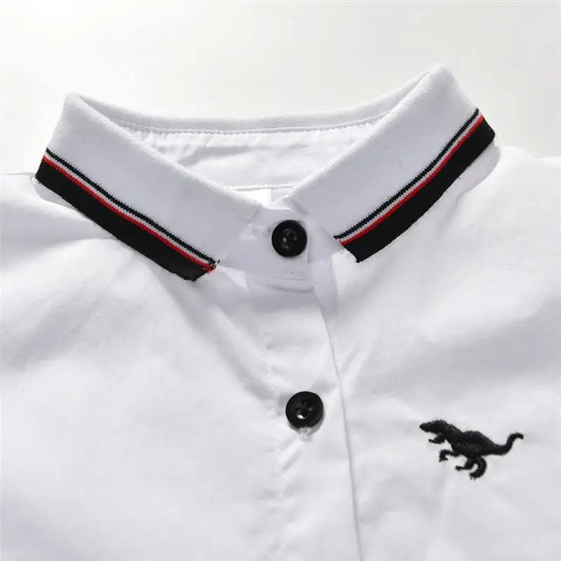 Рубашки для мальчиков блузка малышей Модный белый Хлопковый пуловер с длинными