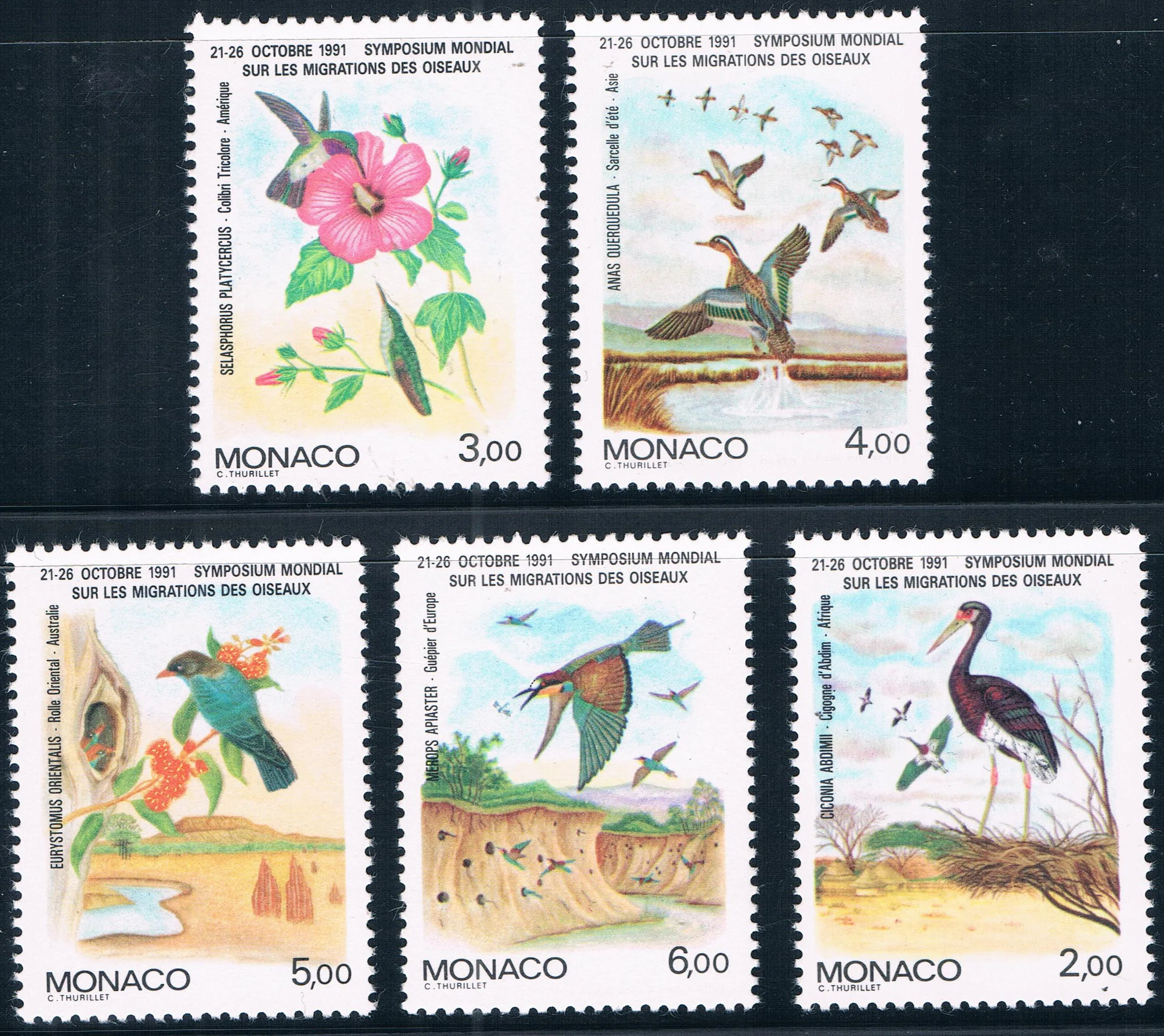 

5Pcs/Set New Monaco Post Stamp 1991 Migratory Bird Stamps MNH