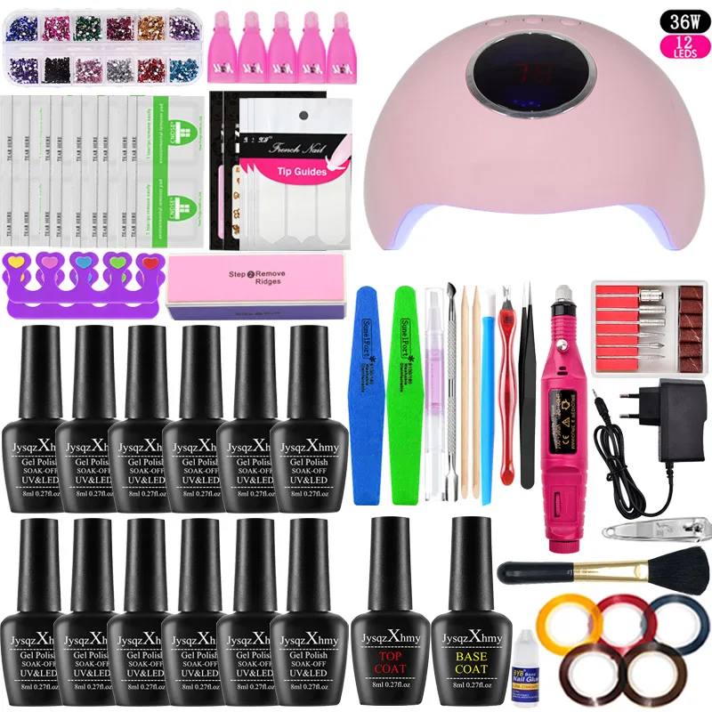 Набор лаков для ногтей 36 Вт УФ светодиодный светильник с Цвет Gel8/10/12 маникюра