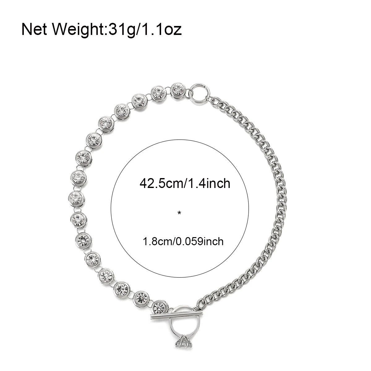 

AENSOA 2021 Design Minimalist Link Chain Silver Color Necklaces for Women Sexy Crystal Chain Buckle Choker Necklace Jewelry Gift