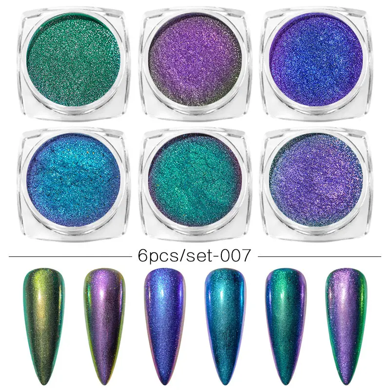 Лазерная пудра для ногтей зеркало хамелеон набор глиттеров с эффектом Auroras