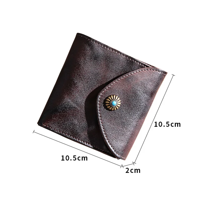 

AETOO Leather wallet, men's short casual retro wallet, buckle-style vegetable tanned leather simple wallet