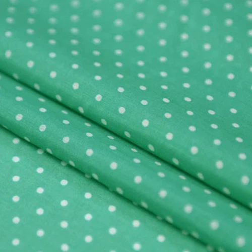 Смешанная шелково хлопковая ткань мини в белый горошек с зеленым низом SCT454|Ткань|