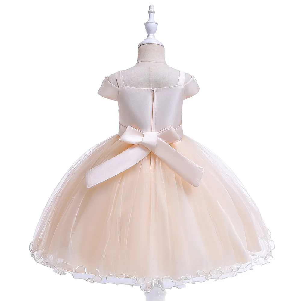 Женское кружевное атласное платье-пачка с открытыми плечами на возраст 6-10 лет |