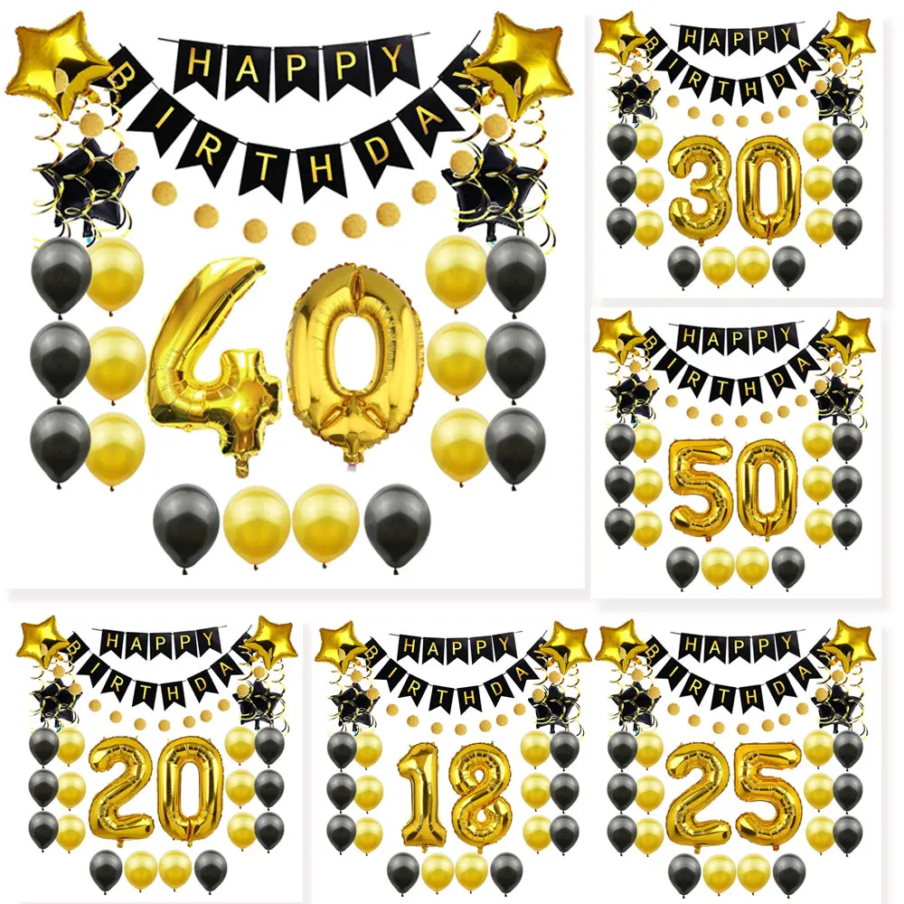 Воздушные шары Amawill 40th воздушные для украшения дня рождения взрослых 32 дюйма с