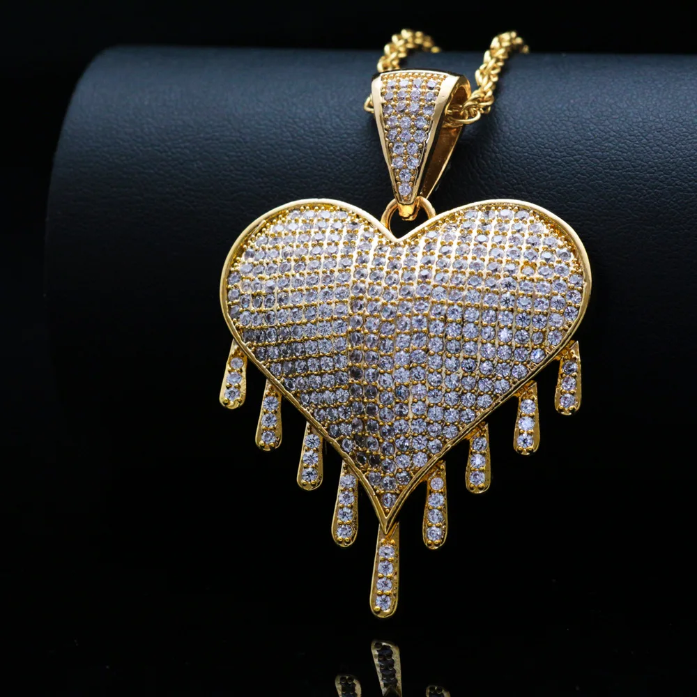 

Hip Hop Iced Out Full Cubic Zircon Rope Chain Heart Pendant & Necklace for Men Jewelry for Women Necklace Link Chain Choker Mens
