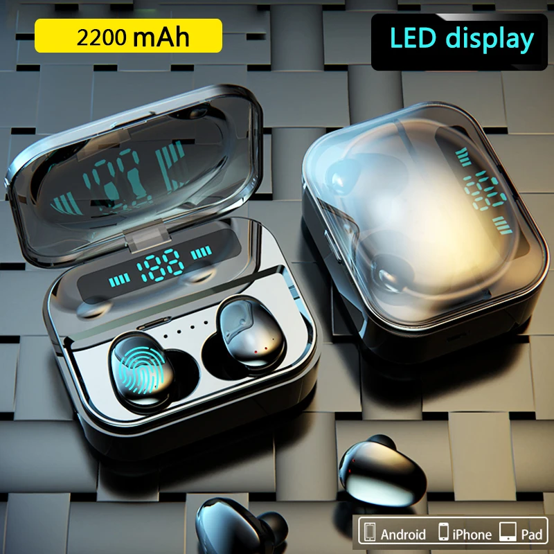 TWS Ture wireless stereo LED Screen Display Earphone Wireless Earbuds Bluetooth Earphones with 2200mAh Power Bank | Электроника