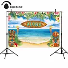 Allenjoy Летний пляж задний фон цветы тики маска море Моана Алоха тропические шторы Фотофон баннер для вечеринки в честь Дня Рождения украшения