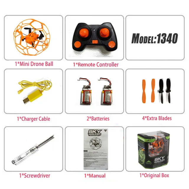 Orange O2 Quadrocopter Пульт Дистанционного Управления Мини Drone 1340 2.4 ГГц 4CH Fly Ball Copter RC Ball Мини Drone Flip Ball Безголовый Drone Игрушки - Цвет: Orange O2