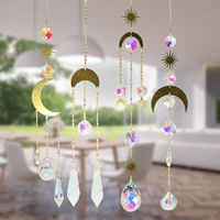 moon ring rainbow crystal suncatcher hanging prism ornament pendant for home garden decor car decor crystal wind chime pendant