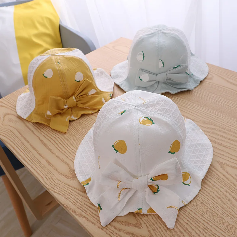

Child Breathable Mesh Cap Fisherman's Hat Cotton Cartoons 1-4 Years Old Shading Sun Protection Simplicity Fashion Bow Flowers