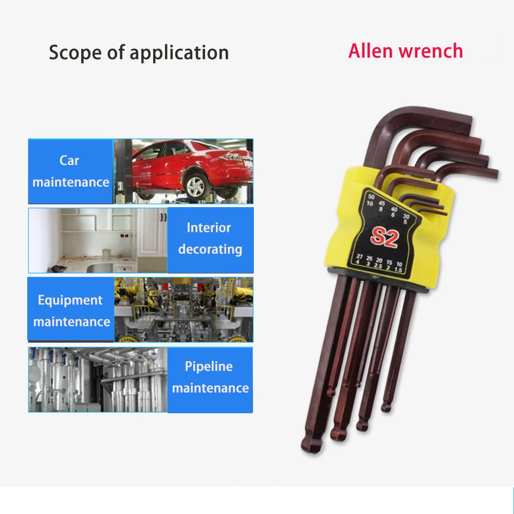9 шт. шаровая Головка шестигранный ключ Бронзовый S2 зеркальный матовый CRV