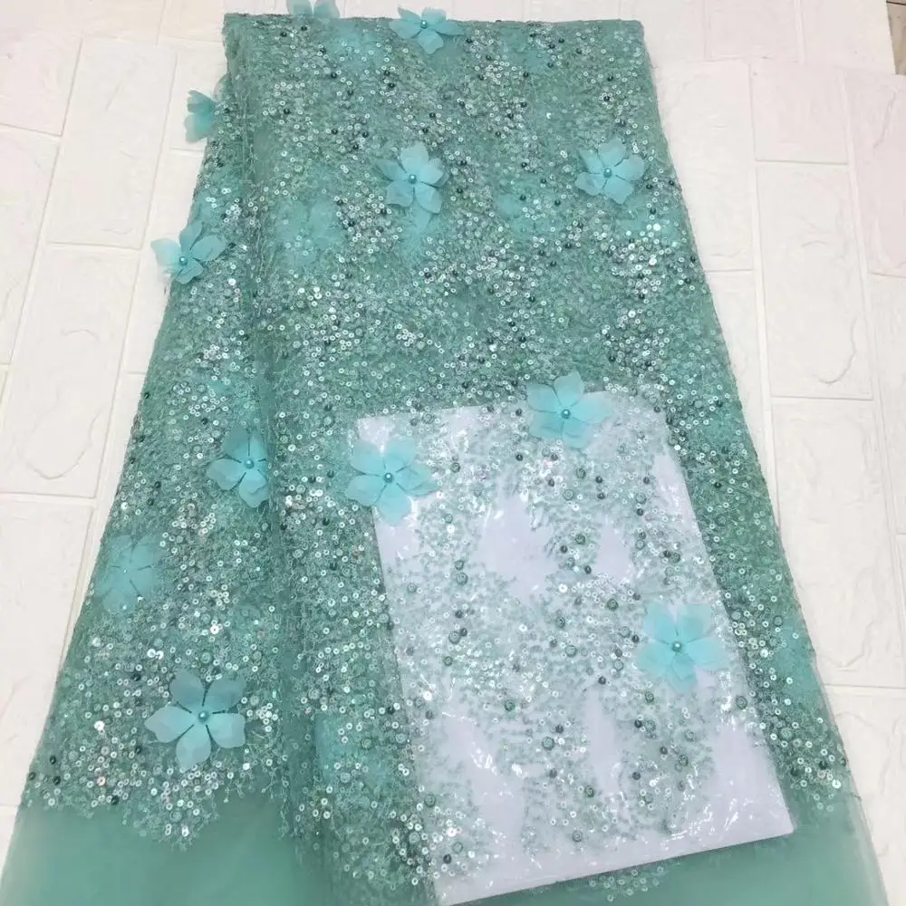 

Newest Lilac 3D Lace Fabric 2020 High Quality Mesh Embroidery Applique 3D Flower Tulle Nigerian Lace Fabrics For Bridal TS9560
