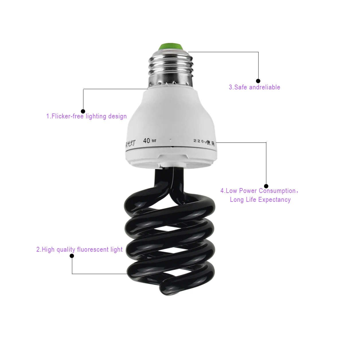 E27 Spiral Enegy Saving Bulb UV Ultraviolet Fluorescent CFL Black Light 220V Violet Lamps For Home Stage Effect 15W 20W 40W | Лампы и