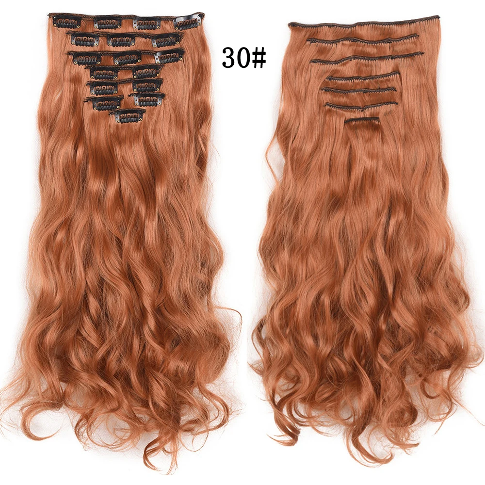 

Clip in Synthetic Hair Extensions Long Body Way Style 24" Styling Hair 17Pcs 8Pcs/set Hairpiece Heat Resistant