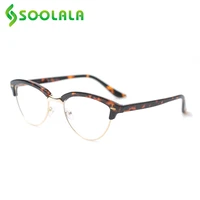 soolala semi rimless anti blue light cat eye reading glasses women magnifying eyeglasses presbyopia sunglasses reading glasses