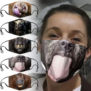 Mascararilla маска для лица для взрослых 3D животная печать Регулируемая Веревка Хэллоуин моющиеся 1 маски + 2 фильтра mondkapjes wasbaar #66