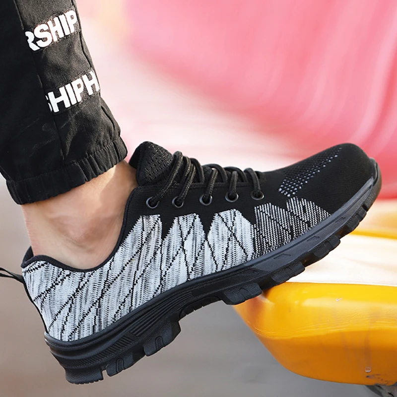 

2021 защитная Рабочая обувь, мужские ботинки, модные рабочие кроссовки, мужская обувь, рабочие ботинки для взрослых со стальным носком, мужска...