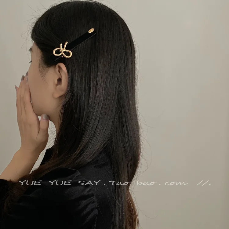 

French Romantic Girl Retro Velvet Hairpin Metal Bow Hairpin Bangs Clip Edge Clip Back Head Top Clip