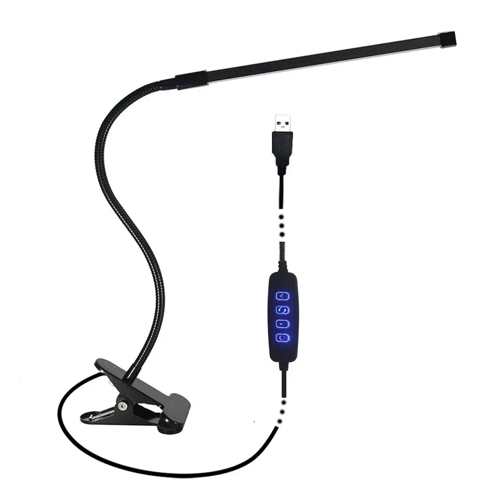 

Clamp Lamp LED Desk Lamp Dimmable Eye Care Flexible Metal Gooseneck USB Power Supply Bedroom Reading Lamp LED Lamp