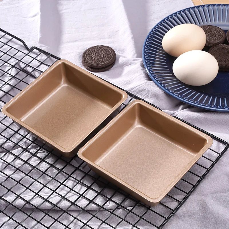 

4 Inches Square Mold for Baking Cake Pan Heavy Carbon Steel Bakeware Baking Molds pastry Bread Mould Oven Plate Cake Tools