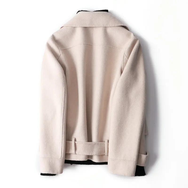 Bornladies 2020 Новое высококачественное двустороннее кашемировое пальто бежевого