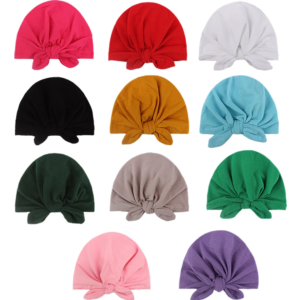 

Однотонная мягкая нейлоновая эластичная Детская повязка на голову с бантом для новорожденных шляпа для маленьких девочек аксессуары для в...