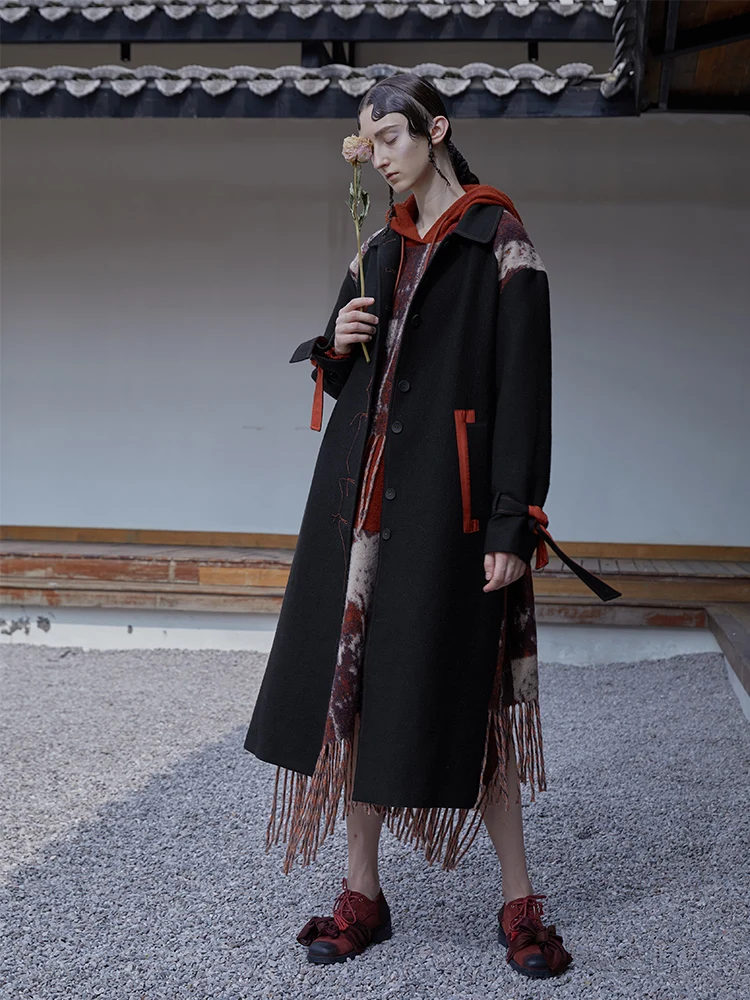 2019 Новое поступление длинная однобортная юбка составного кроя с отложным