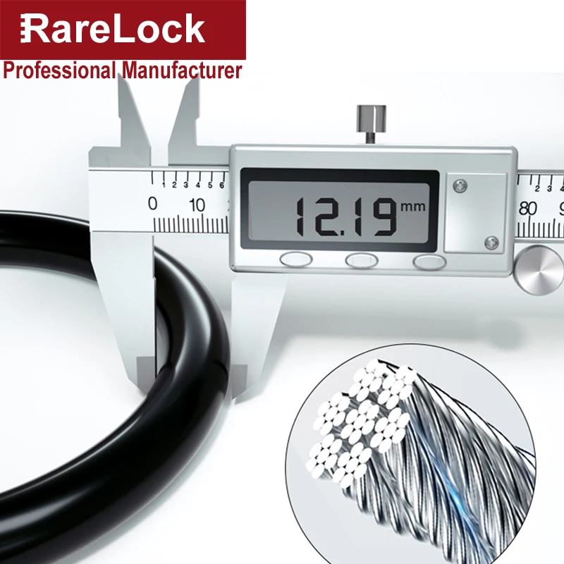 Steel Cable Cycling Lock Push Button with Key One-Click-to-Lock for Bicycle Bike Motorcycle Glass Door Cabinet Rarelock YP73 a |