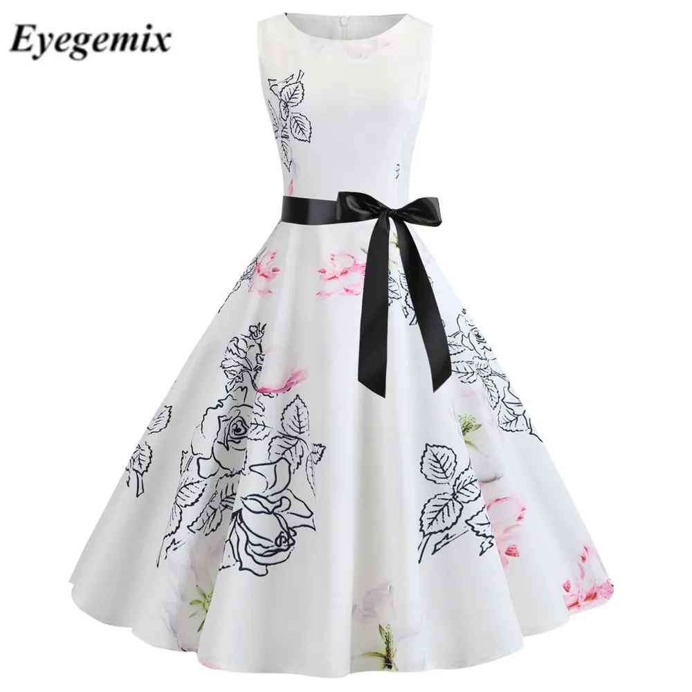 Брендовое Новое Женское винтажное платье с цветочным принтом 50s летнее