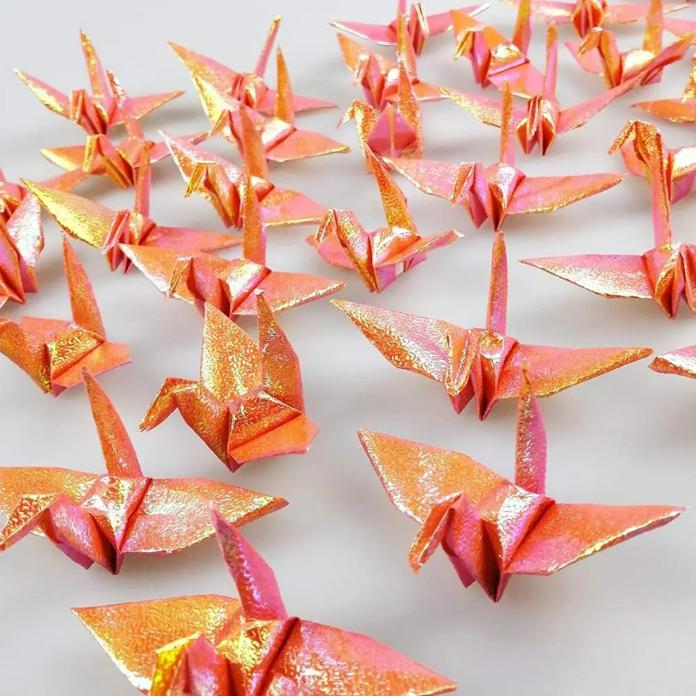100 шт. перламутровая бумага в сложенном виде оранжевый оригами кран DIY гирлянда