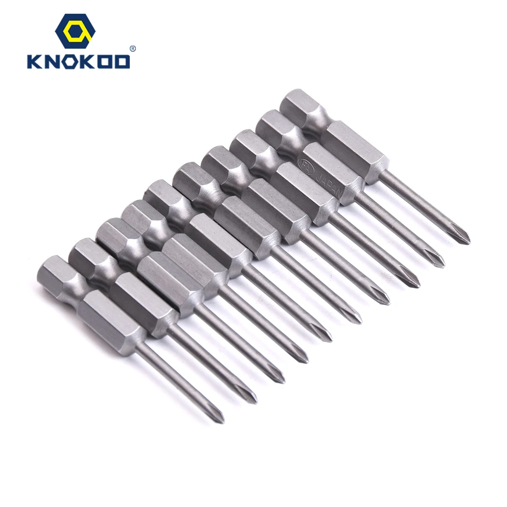 KNOKOO 1/4 Shank Screwdriver Drill Bit 50MM Length Phillips Head HEX6.35 Magnetic Screw Driver Bits 10pcs/lot