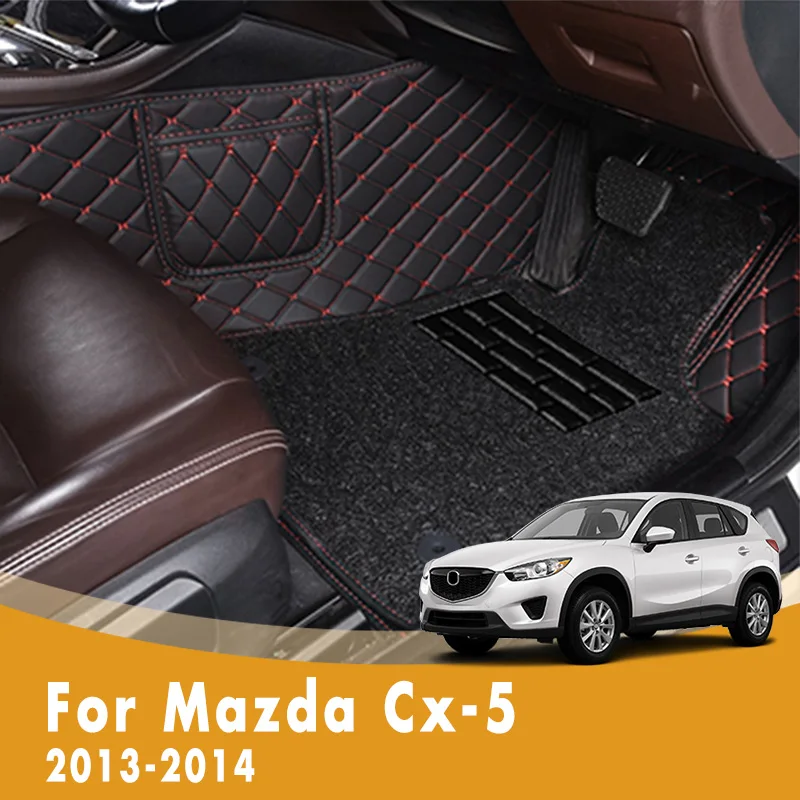

Автомобильные коврики RHD для Mazda cx-5, 2014, 2013, двухслойные проволочные петли, стильные кожаные передние и задние боковые накладки для ног, ковры