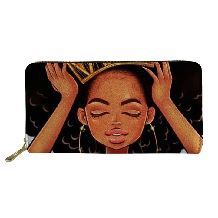 Nopersonality черные женские кожаные кошельки в Африканском и американском стиле Art Afro кошелек для девочек длинный женский держатель для кредитных карт Сумочка розовая - Цвет: Z4943Z21