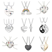 234 pcs puzzle pictures best friends forever pendant necklaces for lovers rainbow heart necklace jewelry set accessories gifts