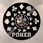 Poker King Rummy Play Cards виниловая запись черные Висячие 3D настенные часы светодиодный светильник с подсветкой современный дизайн подарок для любителей покера
