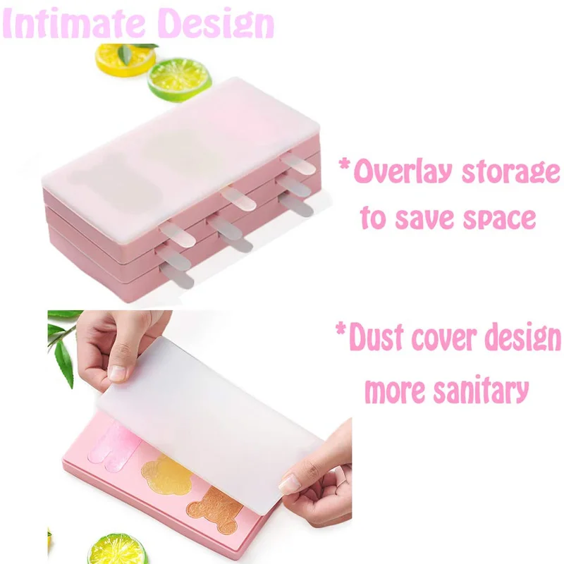 Silicone Ice Cream Mold with Cover Popsicle Lids and Plastic Sticks Reusable DIY Pop for Kids Molds | Дом и сад