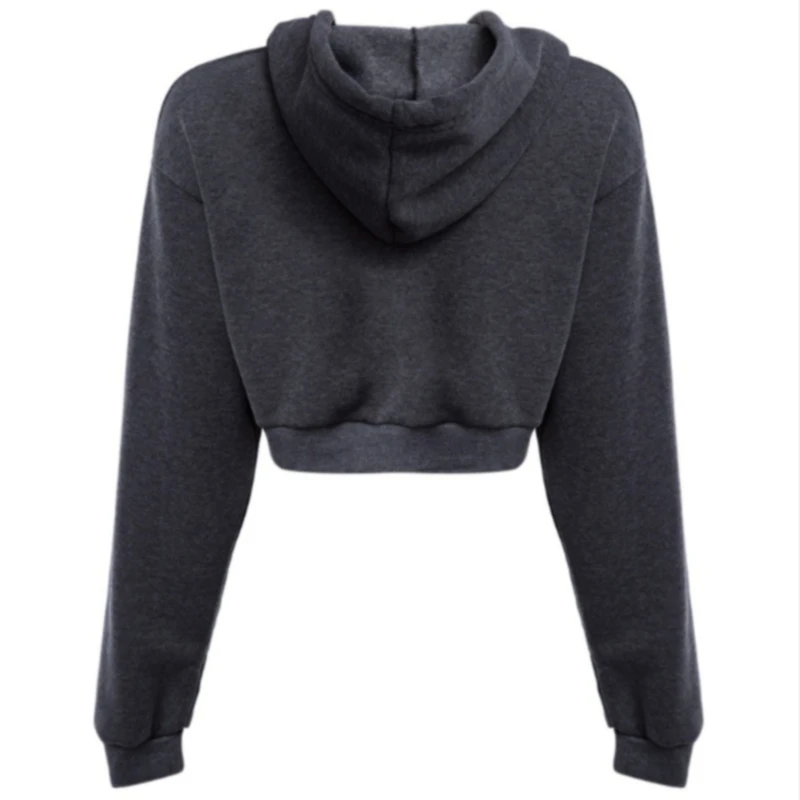

Fashion Women's Crop Top Hoodies Hooded Sweatshirts Spring Long Sleeve Short Sportswear 2021 New Female Pullovers Tops