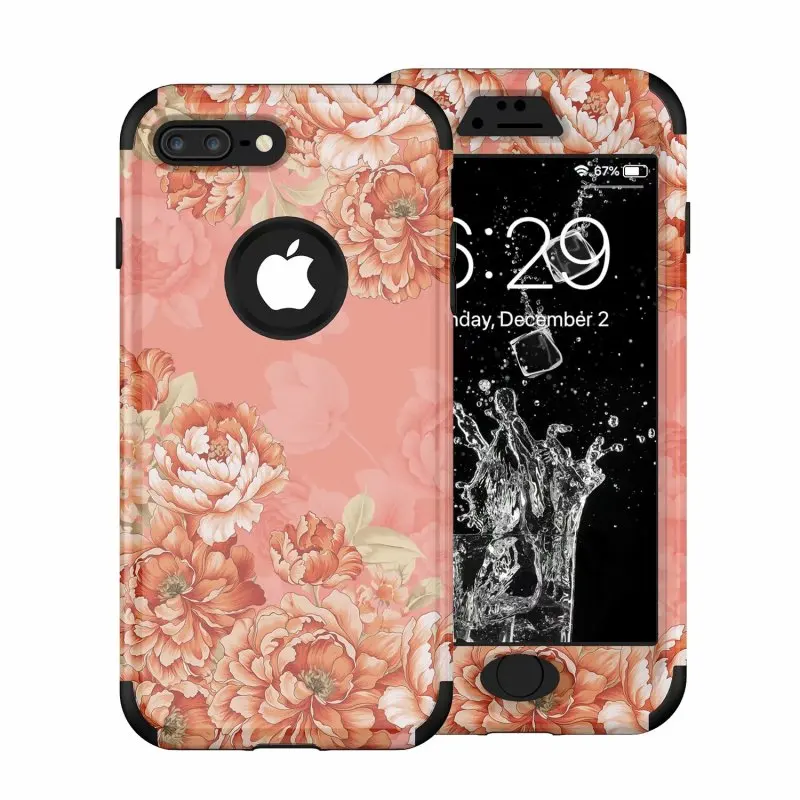 Роскошный Жесткий чехол 3 в 1 для IPhone X Xs max XR жесткий телефона цветочный дизайн ПК