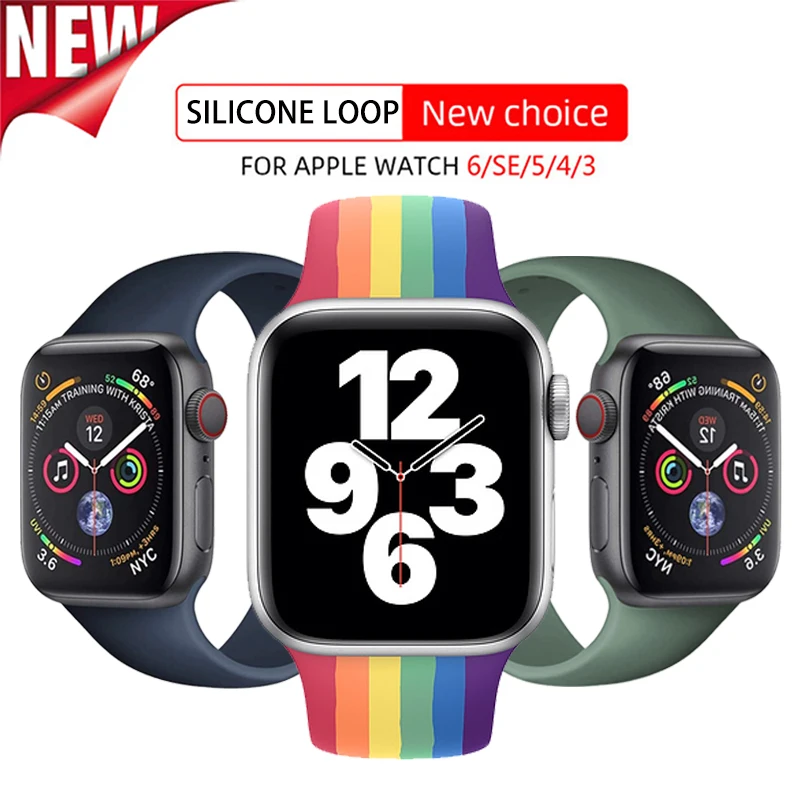 

Soft Officila Silicone Watch Sport Band Loop For Apple Watch 6 SE 5 4 42 40mm Sport bracelet for iwatch 5 3 2 40 44mm wristband