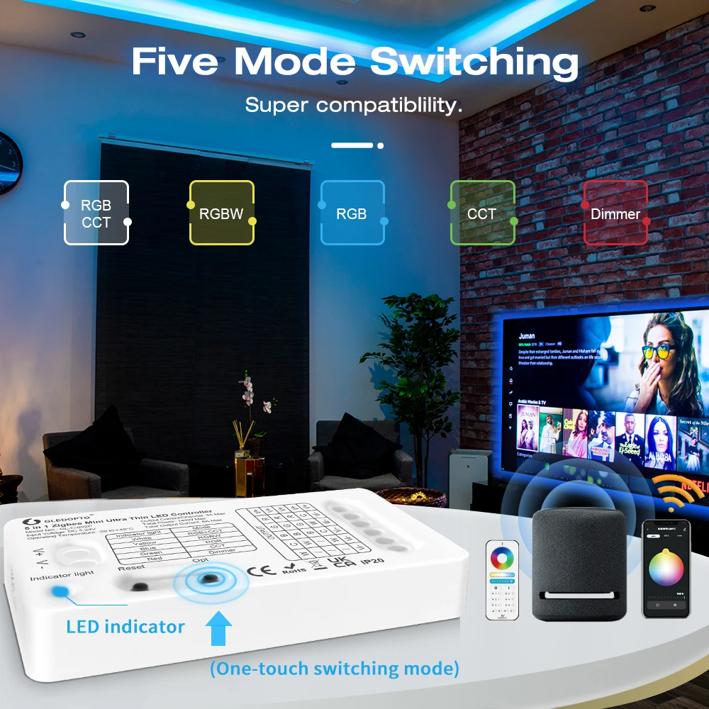 Gledopto умная фотография мини 5 в 1 супер тонкий Zigbee RGBCCT/RGBW/RGB/WWCW/DC5-24V