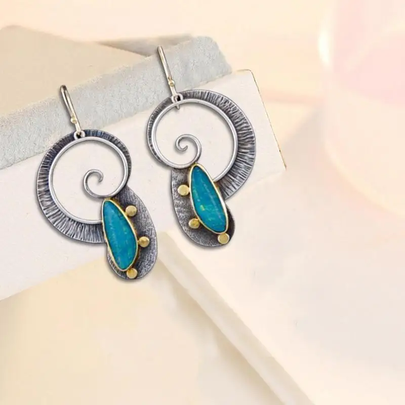 Женские серьги подвески с опалом Винтажные голубым опалом|Серьги-подвески| |