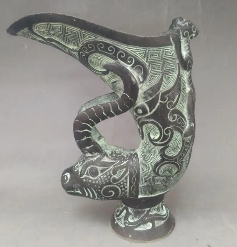 

Китайская Бронзовая статуя бокала вина с головой коровы