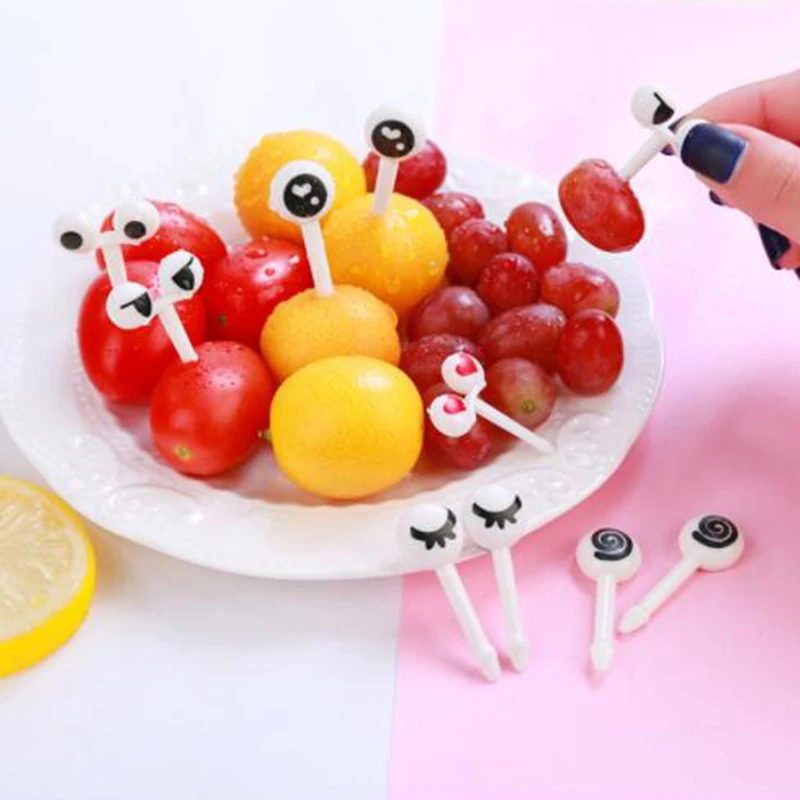 1 Set Mini Cartoon Fruit Food Forks Children Snack Cake Dessert Fork Pick Toothpick Bento Lunches Accessories Party Decor | Дом и сад