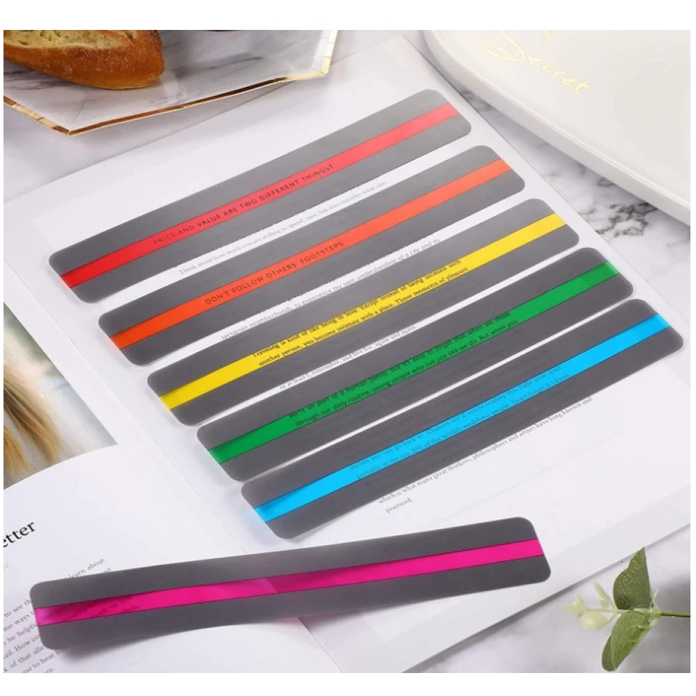 

8 Pieces Reading Guide Strips Highlighter Colored Overlays Bookmark Read Strips for Student Teacher Dyslexia People Kid Gift